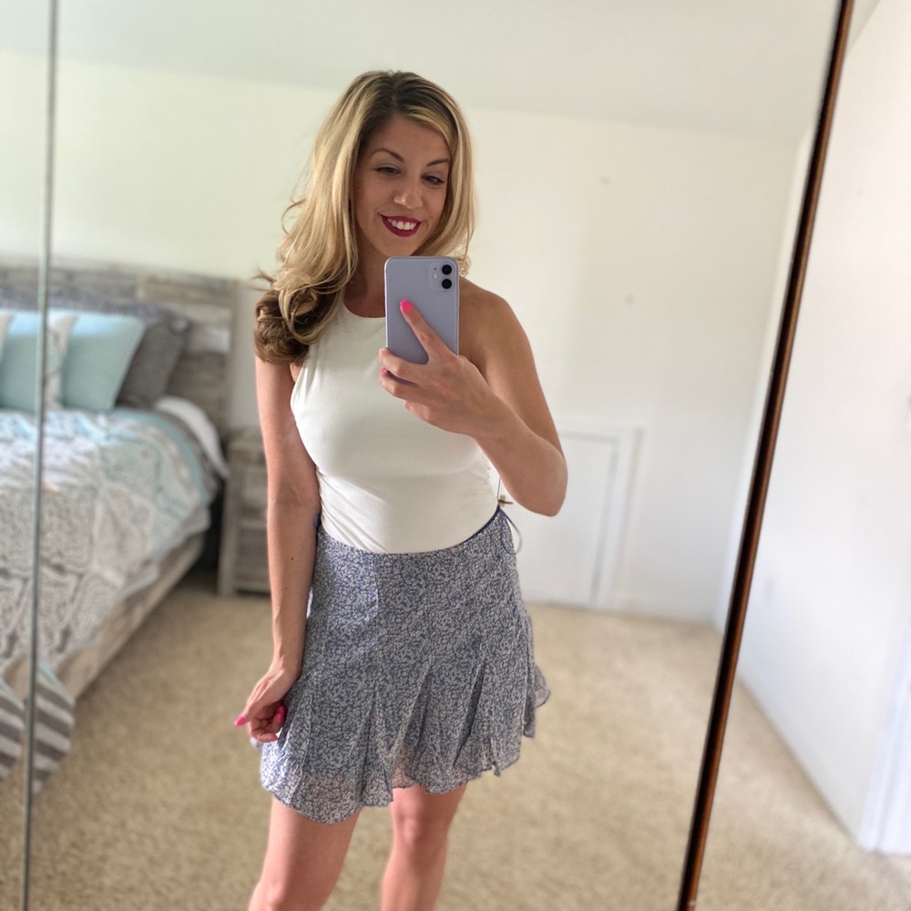 Blue Dress Forum Los Angeles floral skirt